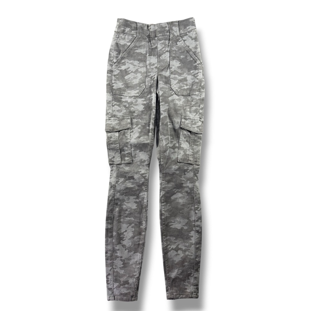Spanx Womens Camo Cargo Skinny Pants Grey Camouflage Stretch Twill XS